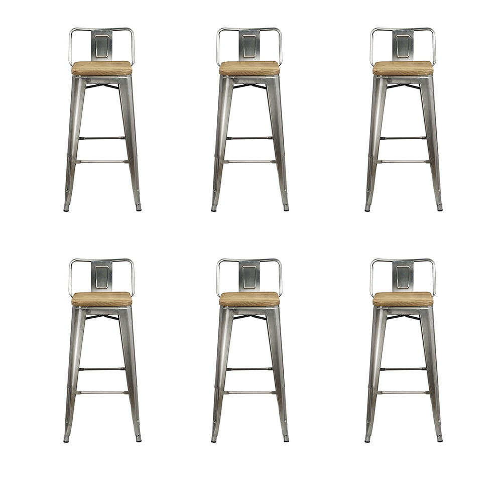 GIA Design Group 30 Inch Gunmetal Low Back Counter Height Metal Bar