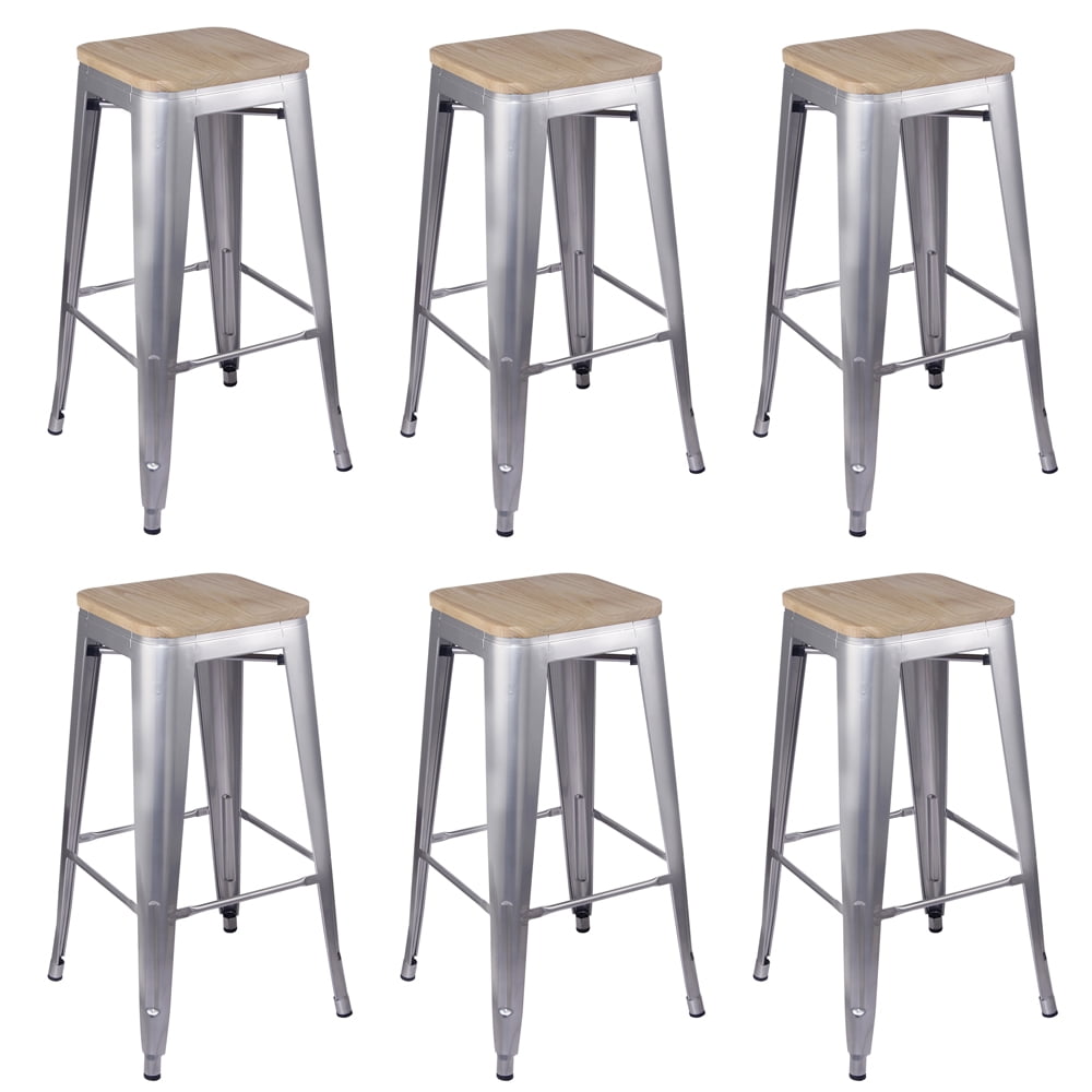 GIA Design Group 30 Inch Silver Backless Counter Height Metal Bar