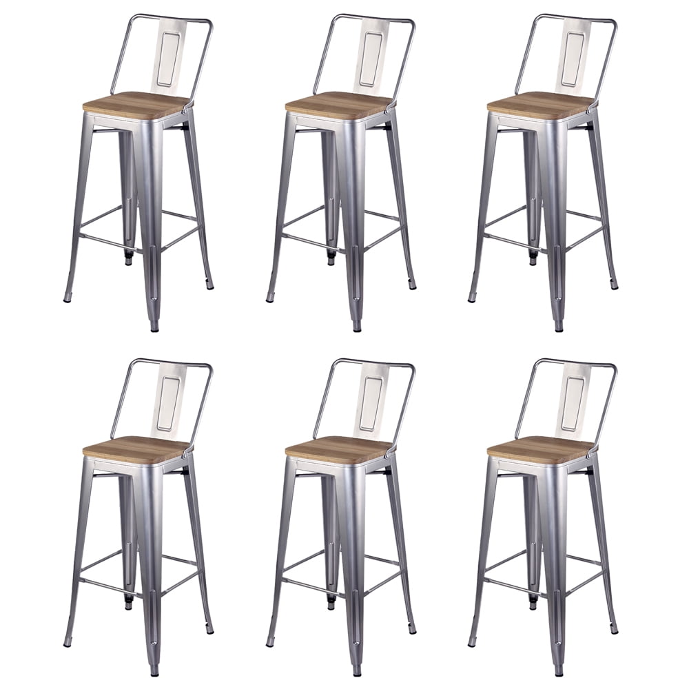 GIA Design Group 30 Inch Silver Middle Back Counter Height Metal Bar