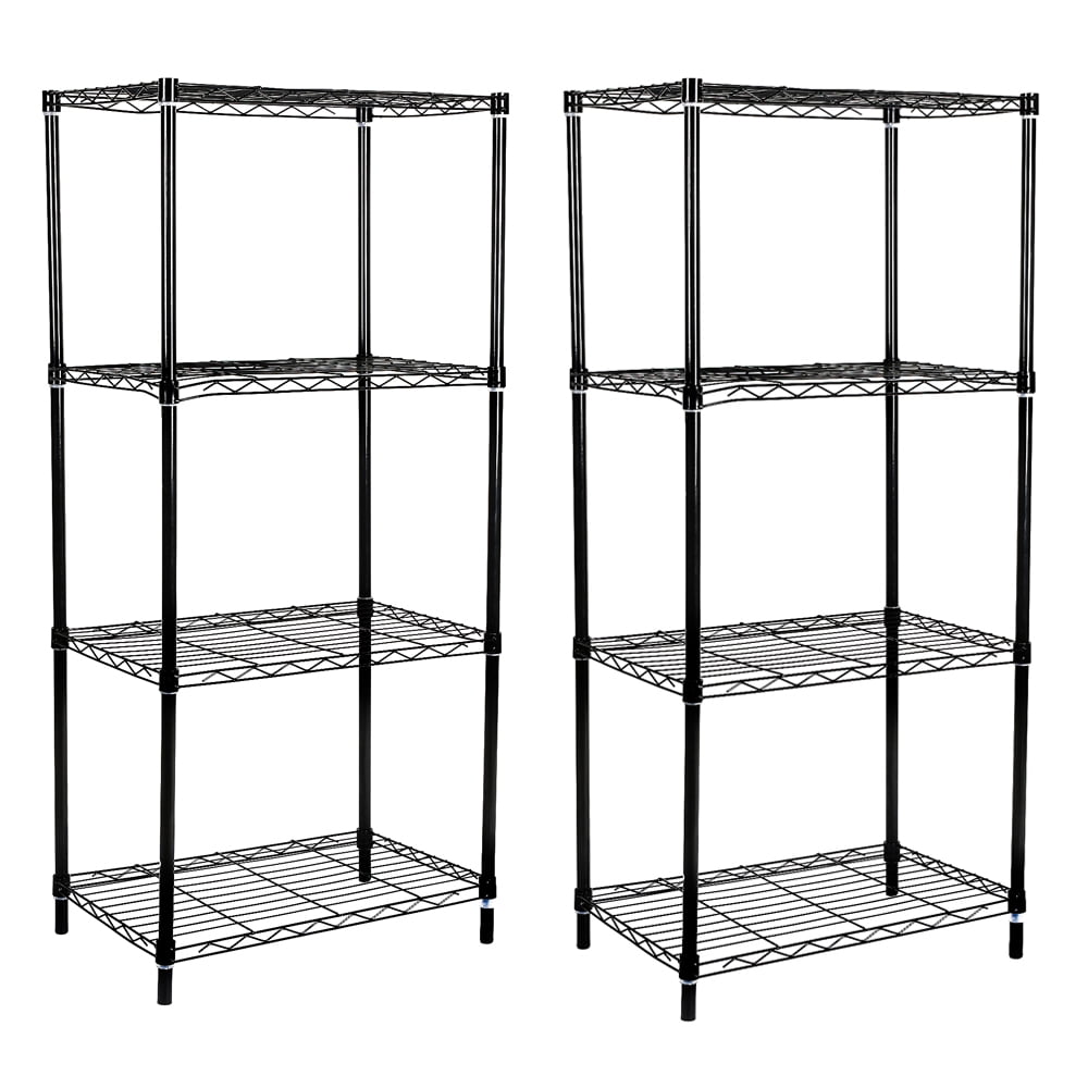 GIA Design Group 4 Tier Black Wire Shelving Unit Set of 2 for Bathroom