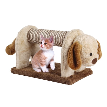 GIA Design Group 7" Fabric Cat Scratching Post with Natural Sisal Rope, Brown