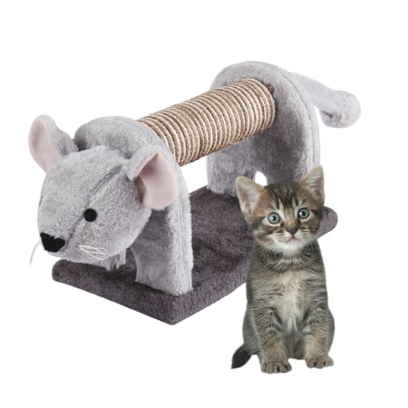 GIA Design Group 7" Fabric Cat Scratching Post with Natural Sisal Rope, Gray