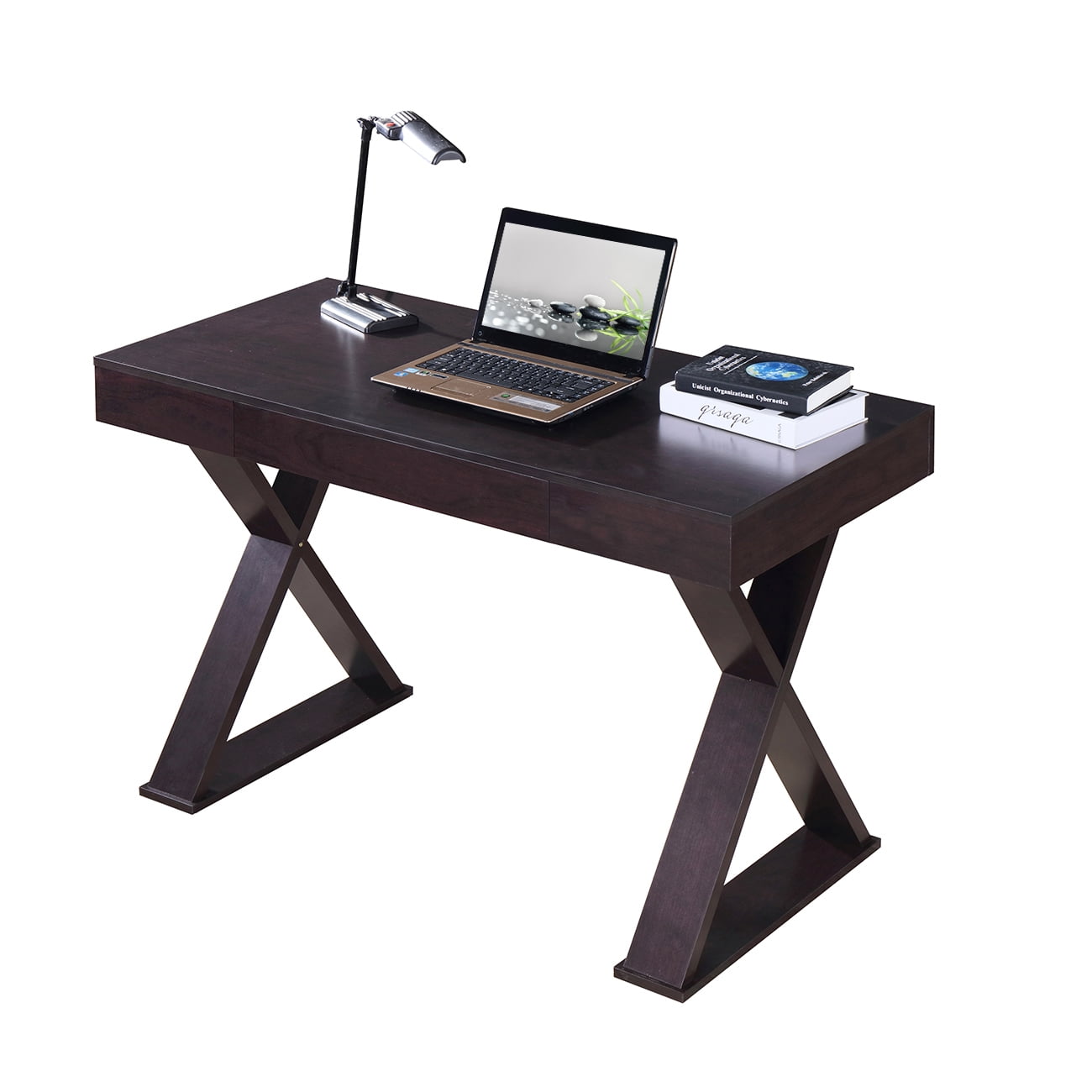 GIA Design Group Black Wood Writing Desk with Drawers,Computer Table for Home Office