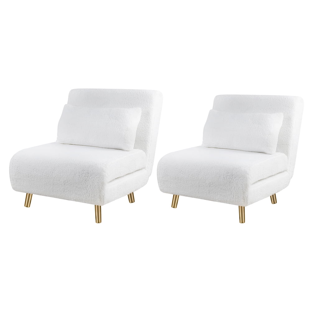 GIA Design Group White TriFold Sofa Bed with Wood Legs,Futon