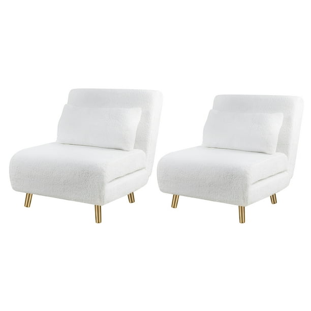 GIA Design Group White TriFold Sofa Bed with Wood Legs,Futon