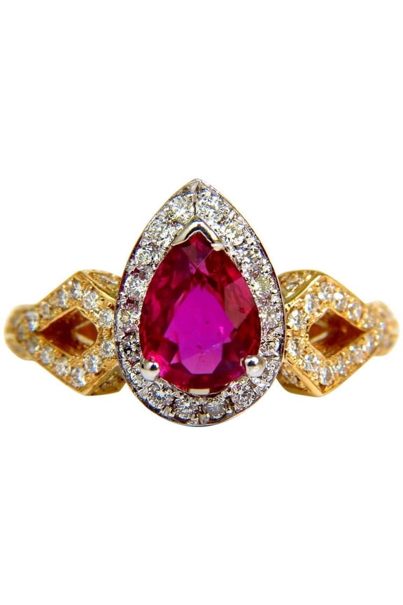 GIA NO HEAT 2.40CT NATURAL RUBY DIAMOND RING CLASSIC SET UNHEATED BLOOD