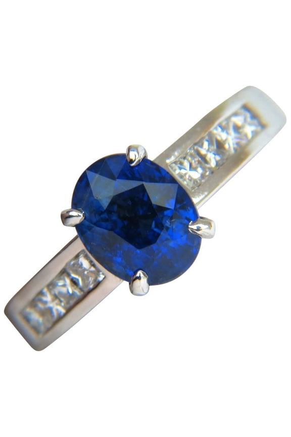 GIA NO HEAT 2.97CT NATURAL GEM BLUE SAPPHIRE DIAMOND RING UNHEATED 14KT