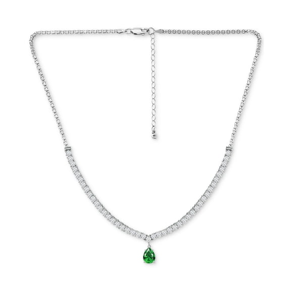 GIANI BERNINI Cubic Zirconia Created Green Quartz Teardrop Necklace 16 " +