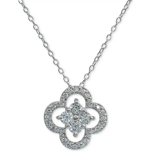 GIANI BERNINI Cubic Zirconia Flower 18" Pendant Necklace in Sterling Silver