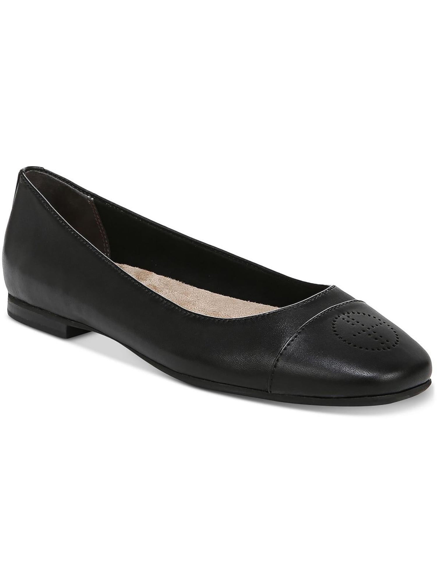 GIANI BERNINI Womens Black Arch Support Cushioned Aerinn Square Toe Slip On Leather Ballet Flats 9.5 M Walmart