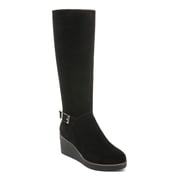 GIANI BERNINI Womens Black Buckle Accent Atlinaa Round Toe Wedge Zip-Up Leather Riding Boot 8.5 M