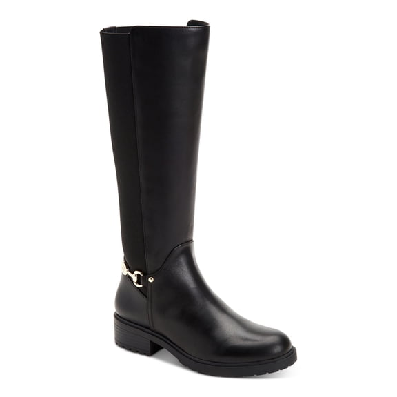 GIANI BERNINI Womens Black Buckle Accent Barnibee Round Toe Block Heel Zip-Up Riding Boot 5.5 M