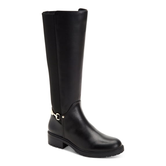 GIANI BERNINI Womens Black Buckle Accent Barnibee Round Toe Block Heel Zip-Up Riding Boot 6.5 M