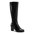 thumbnail image 1 of GIANI BERNINI Womens Black Buckled Strap Detail Goring Cushioned Mia Round Toe Block Heel Zip-Up Leather Riding Boot 6.5 M, 1 of 4