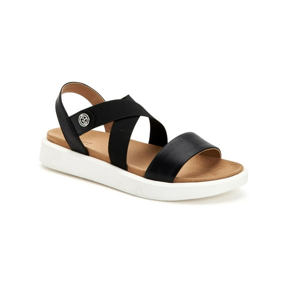 GIANI BERNINI Womens Black Crisscross Straps Cushioned Comfort Flixii Round Toe Slip On Slingback Sandal 10 M