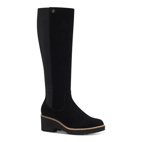 GIANI BERNINI Womens Black Lug Sole Cushioned Stretch Valensia Round Toe Block Heel Zip-Up Leather Riding Boot 5.5 M