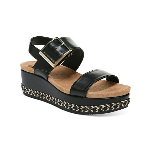 GIANI BERNINI Womens Black Tri Tone 1 Espadrille Platform Padded Adjustable Strap Jerammie Round Toe Wedge Buckle Slingback Sandal 7.5 M