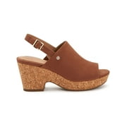 GIANI BERNINI Womens Brown 1" Cork-Like Platform Goring Cushioned Celinaa Open Toe Block Heel Buckle Slingback Sandal 9.5 M