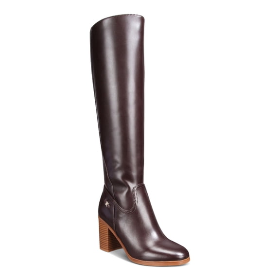 GIANI BERNINI Womens Brown 16 Shaft Arch Support Logo Hardware Goring Cushioned Odettee Almond Toe Block Heel Zip-Up Riding Boot 5.5 M