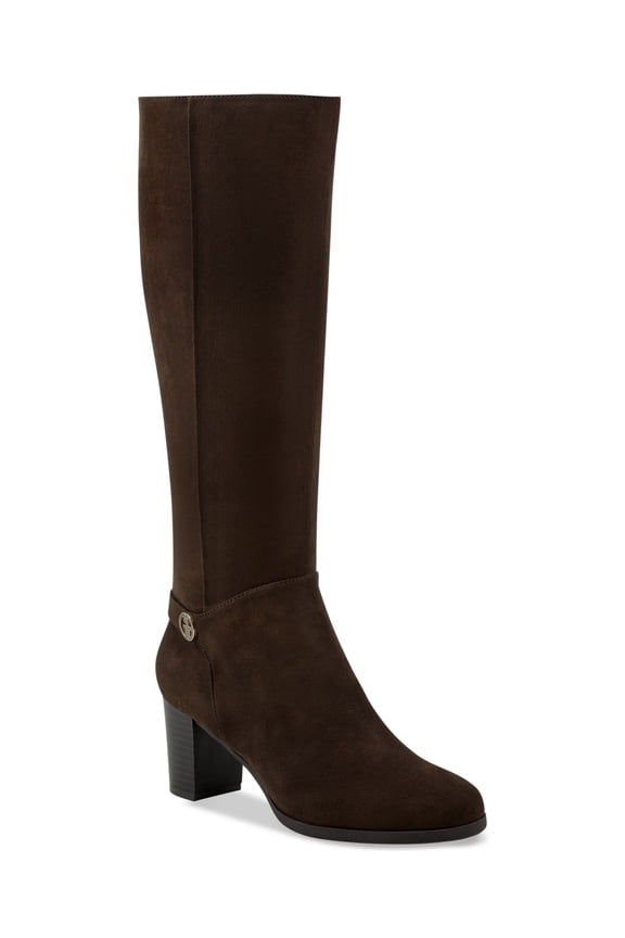 Womens Brown Cushioned Slip Resistant Goring Adonnys Round Toe Stacked Heel Zip-Up Dress Boots 8.5 M