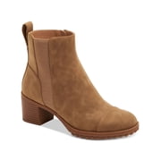 GIANI BERNINI Womens Brown Logo Pulltab Cushioned Goring Sloann Round Toe Stacked Heel Zip-Up Booties 6 M