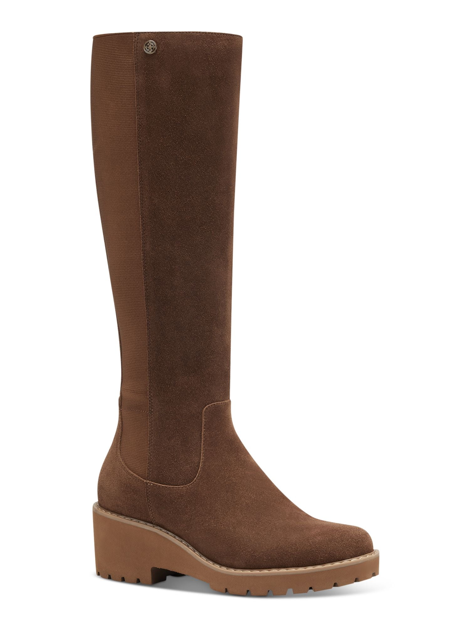 ALFANI Womens Black Round Toe Stacked Heel Zip-Up Leather Riding Boot M