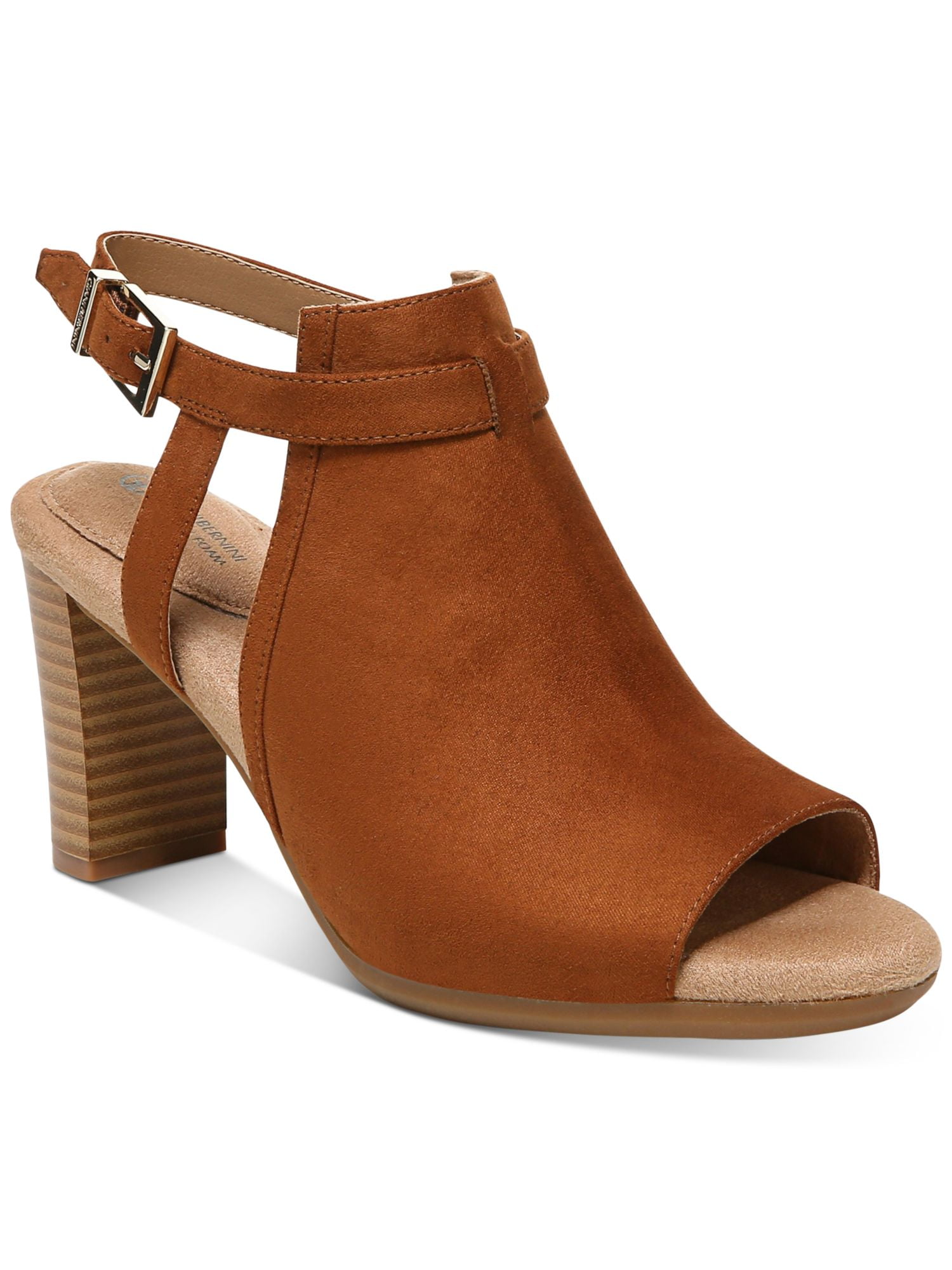 NATURALIZER Womens Brown Toe-Loop Flower Embellishments Non-Slip Padded Farah Round Toe Block Heel Buckle Dress Sandals Shoes M