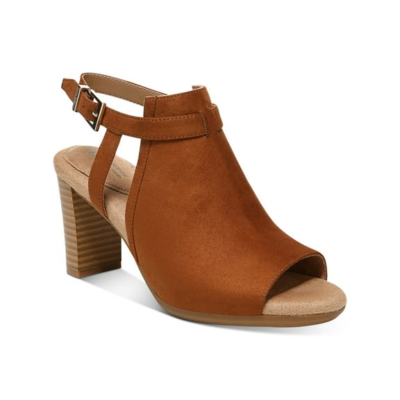 GIANI BERNINI Womens Brown Slingback Adjustable Cushioned Alessio Peep Toe Block Heel Buckle Shootie 8.5 M