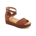 thumbnail image 1 of GIANI BERNINI Womens Brown Strappy Comfort Memory Foam 1/2" Platform Cushioned Adjustable Ellenaa Round Toe Wedge Buckle Sandals 10 M, 1 of 4