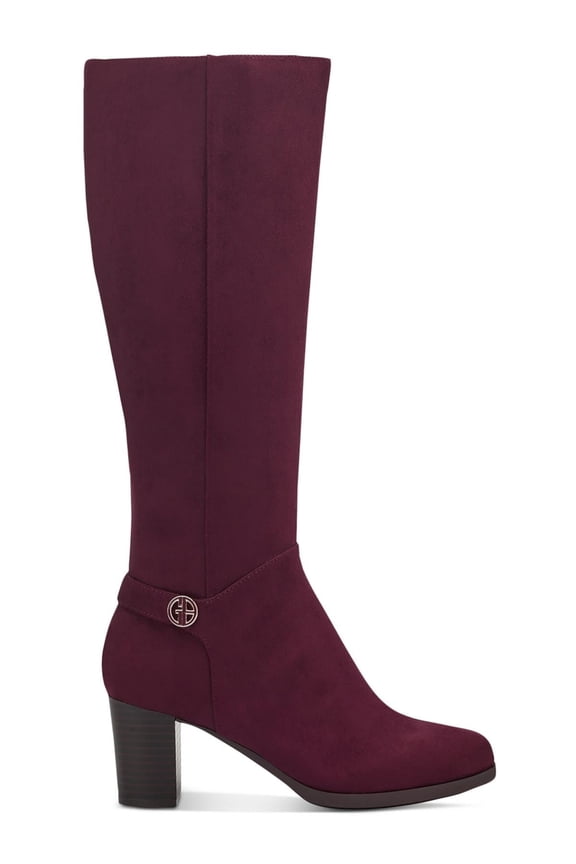 Womens Burgundy Slip Resistant Goring Adonnys Round Toe Block Heel Zip-Up Heeled Boots 7.5 M