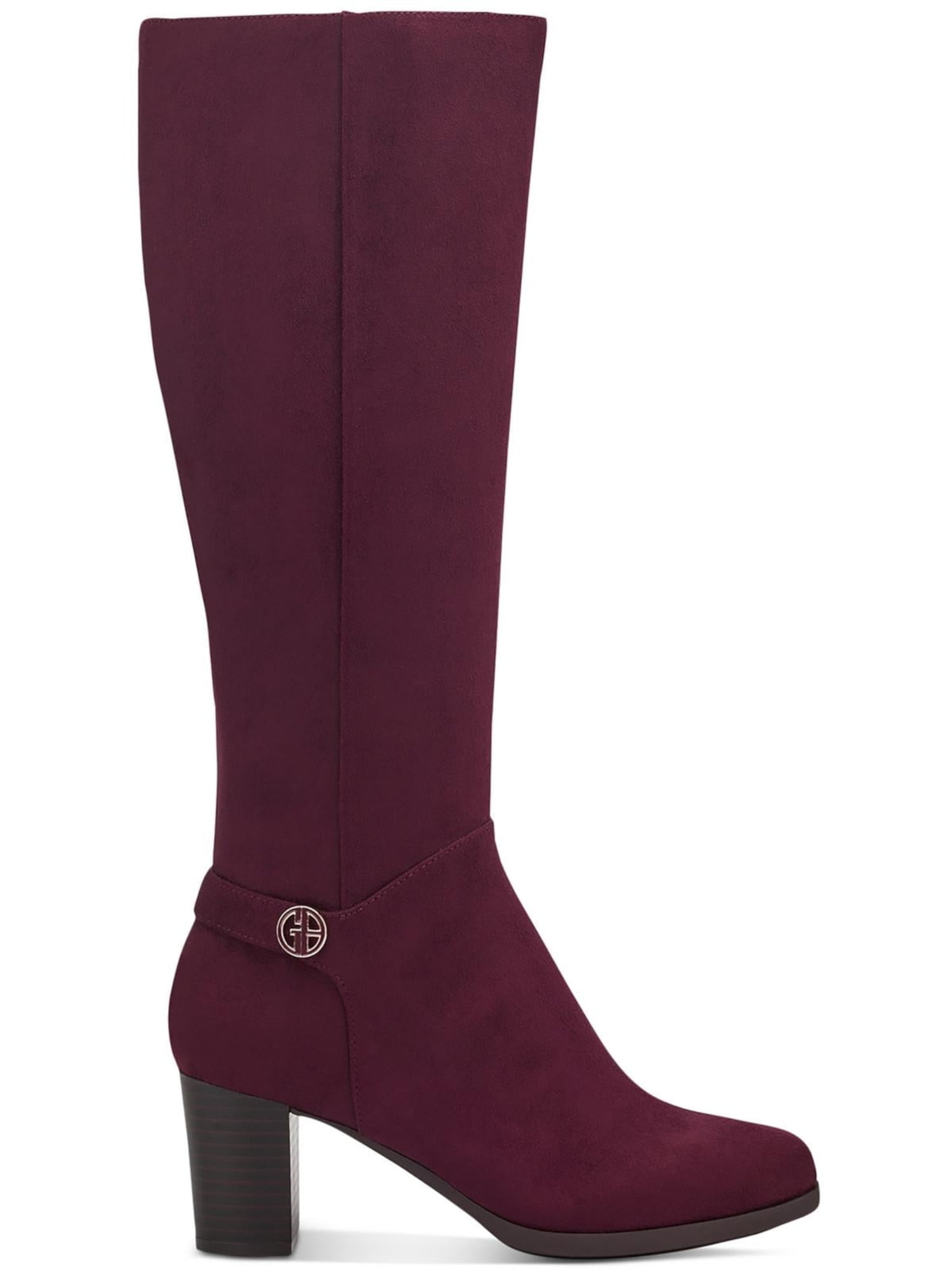 CLARKS COLLECTION Womens Black Mixed Media Cushioned Slip Resistant Goring Opal Glow Round Toe Block Heel Zip-Up Leather Riding Boot M