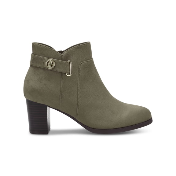 GIANI BERNINI Womens Green Hardware Strap Cushioned Artemyss Round Toe Block Heel Zip-Up Booties 7 M