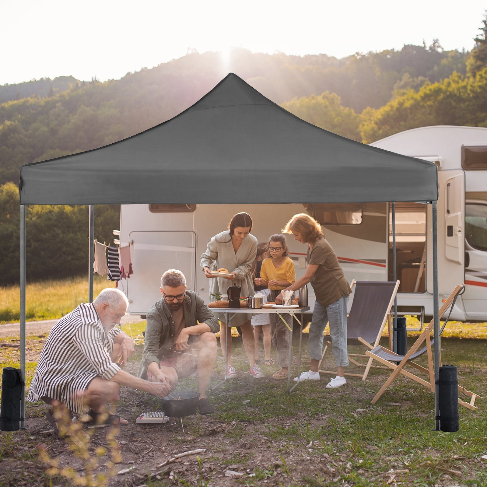 GIANNA 10x10 FT Pop Up Canopy Tent with Slant Legs and Carrying Bag, Easy Setup Outdoor Shelter for Patio, Garden, Beach, Gray