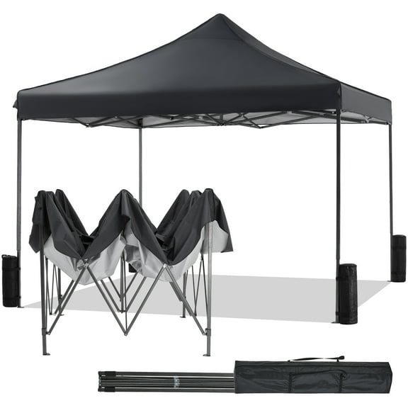 GIANNA 10x10 FT Pop Up Canopy Tent with Slant Legs and Carrying Bag, Easy Setup Outdoor Shelter for Patio, Garden, Beach, Grey