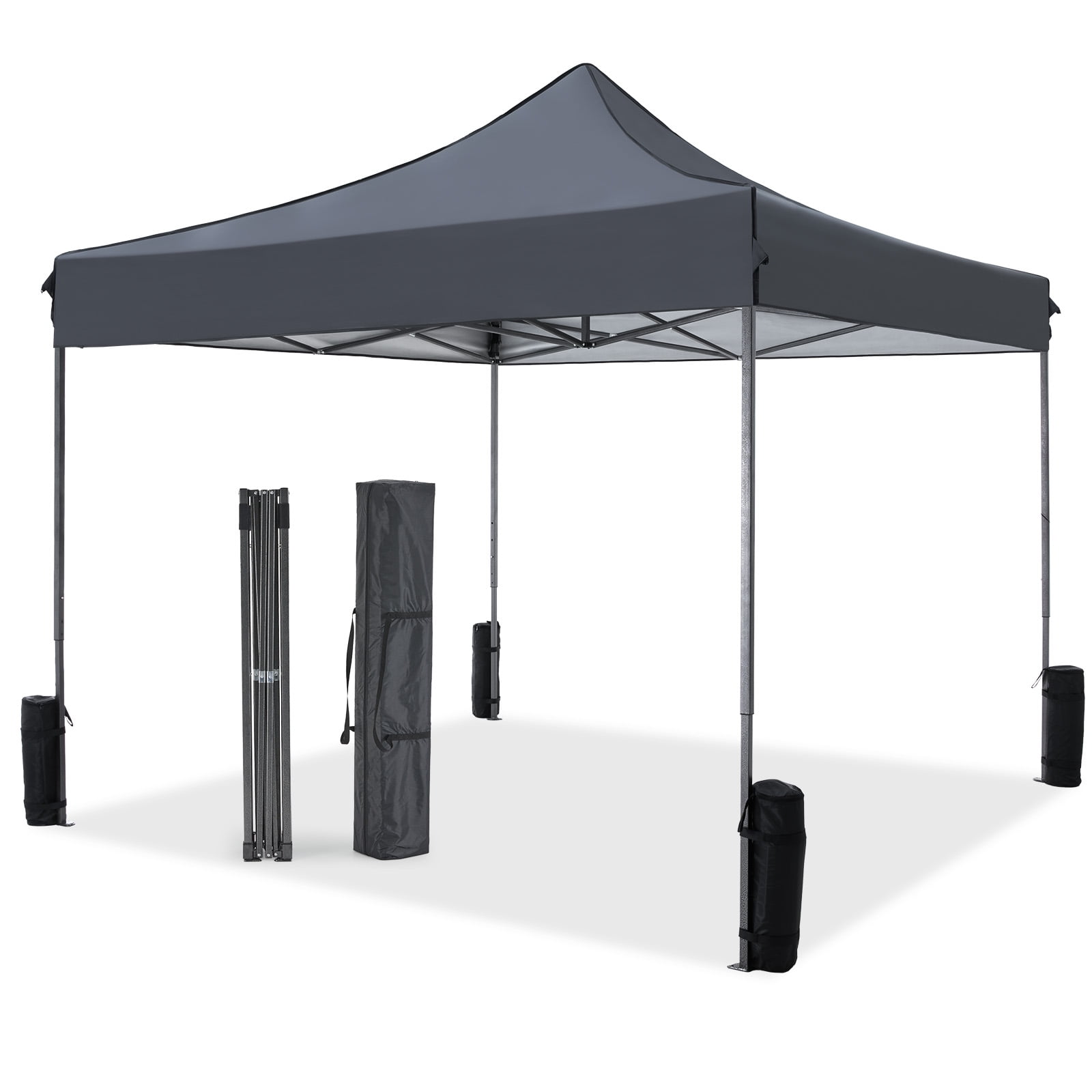 GIANNA 10x10 Pop Up Canopy, Easy Outdoor Sun Shade for Events, Parties, Camping, Portable Tent Pop Up Shade Canopy with Sand Bags,Grey