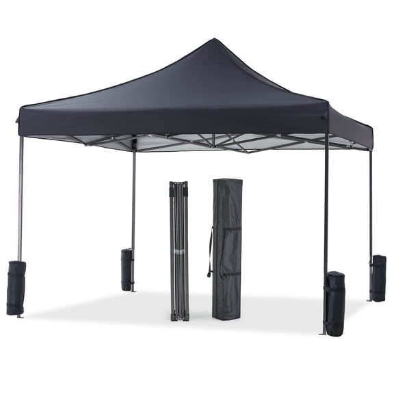 GIANNA 10x10 Pop Up Canopy, Easy Outdoor Sun Shade for Events, Parties, Camping, Portable Tent Pop Up Shade Canopy with Sand Bags,Grey