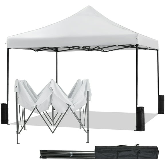 GIANNA 10x10 FT Pop Up Canopy Tent with Slant Legs and Carrying Bag, Easy Setup Outdoor Shelter for Patio, Garden, Beach, Natural White