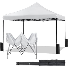 GIANNA 10x10 FT Pop Up Canopy Tent with Slant Legs and Carrying Bag, Easy Setup Outdoor Shelter for Patio, Garden, Beach, Natural White