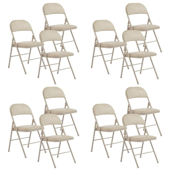 CONCETTA Modern Metal Folding Chairs, Waterproof, Indoor Auditorium (Set of 12), Khaki