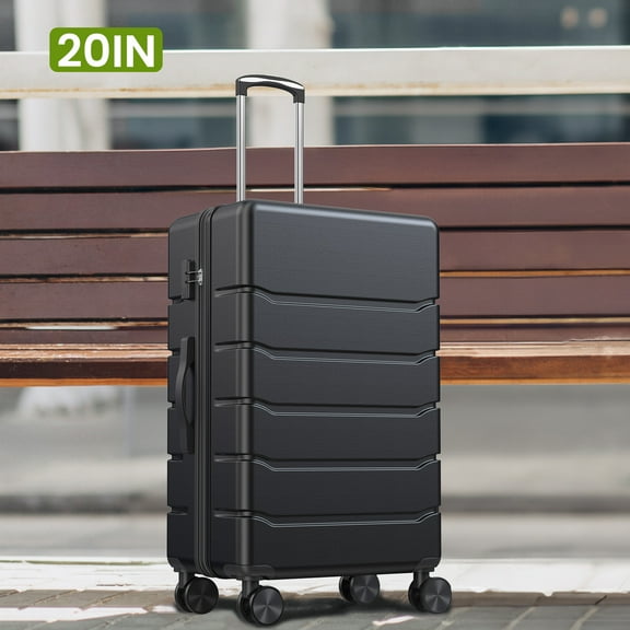 JIOABL 20 Inch Carry On Luggage Expandable Hardside Suitcases with Rolling Spinner Wheels & TSA Lock, Black