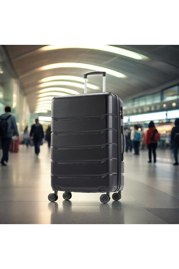 20 Inch Hardside Luggage, Expandable Rolling Luggage with TSA Lock and Spinner Wheels, Black