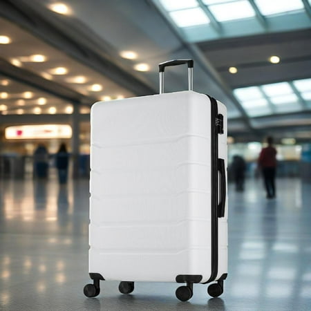 GIANNA 20 Inch Hardside Luggage, Expandable Rolling Luggage with TSA Lock and Spinner Wheels, White