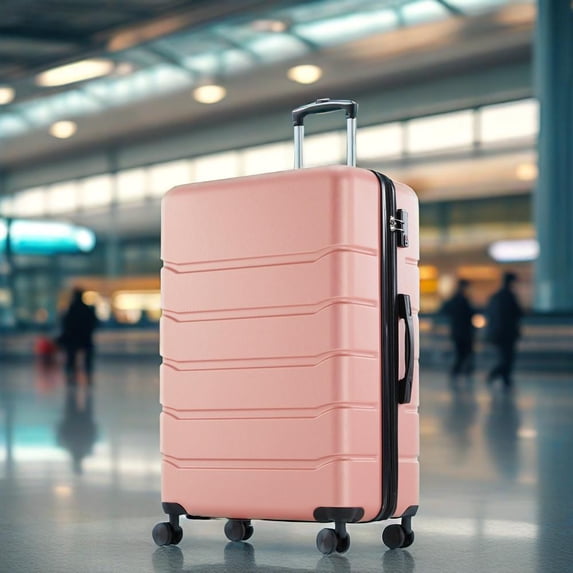 JIOABL 20 Inch Luggage with Spinner Wheels, Hardside Expandable Rolling Luggage with TSA Lock, Pink