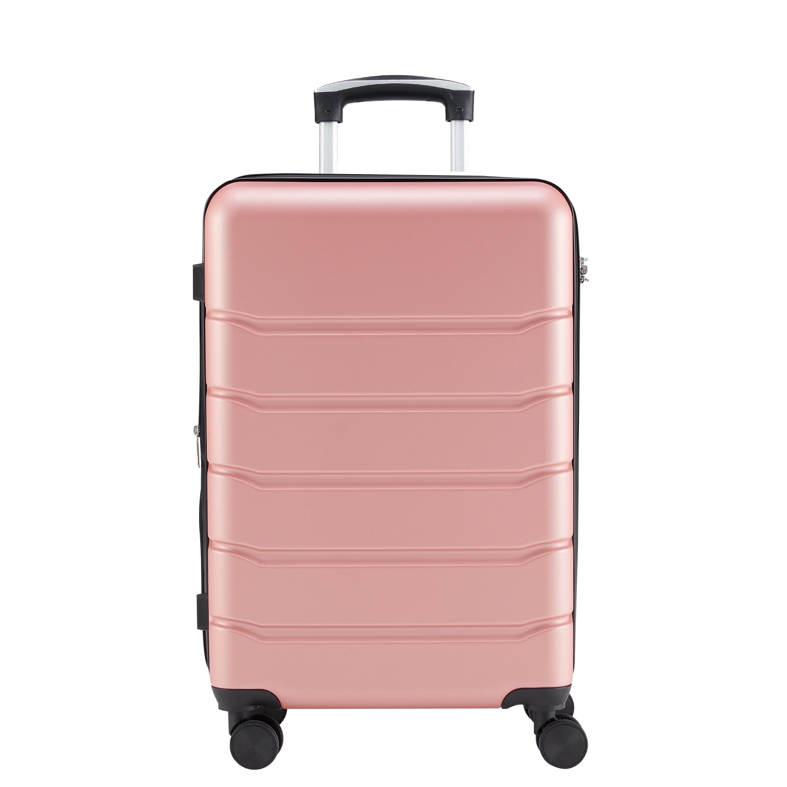 CONCETTA 24 Inch Hardside Expandable Luggage with Spinner Wheels, Checked-Medium Lightweight Expandable Rolling Luggage with TSA Lock, Pink