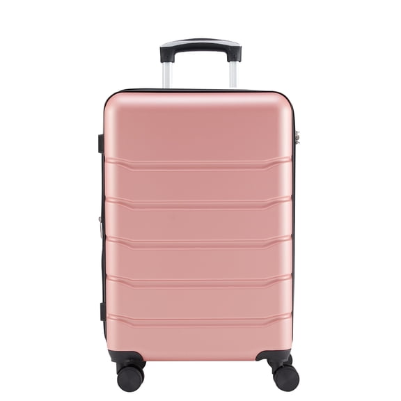 CONCETTA 24 Inch Hardside Expandable Luggage with Spinner Wheels, Checked-Medium Lightweight Expandable Rolling Luggage with TSA Lock, Pink