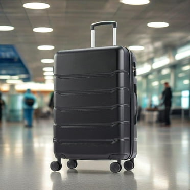 GIANNA 24 Inch Hardside Luggage, Expandable Rolling Luggage with TSA Lock and Spinner Wheels, Black