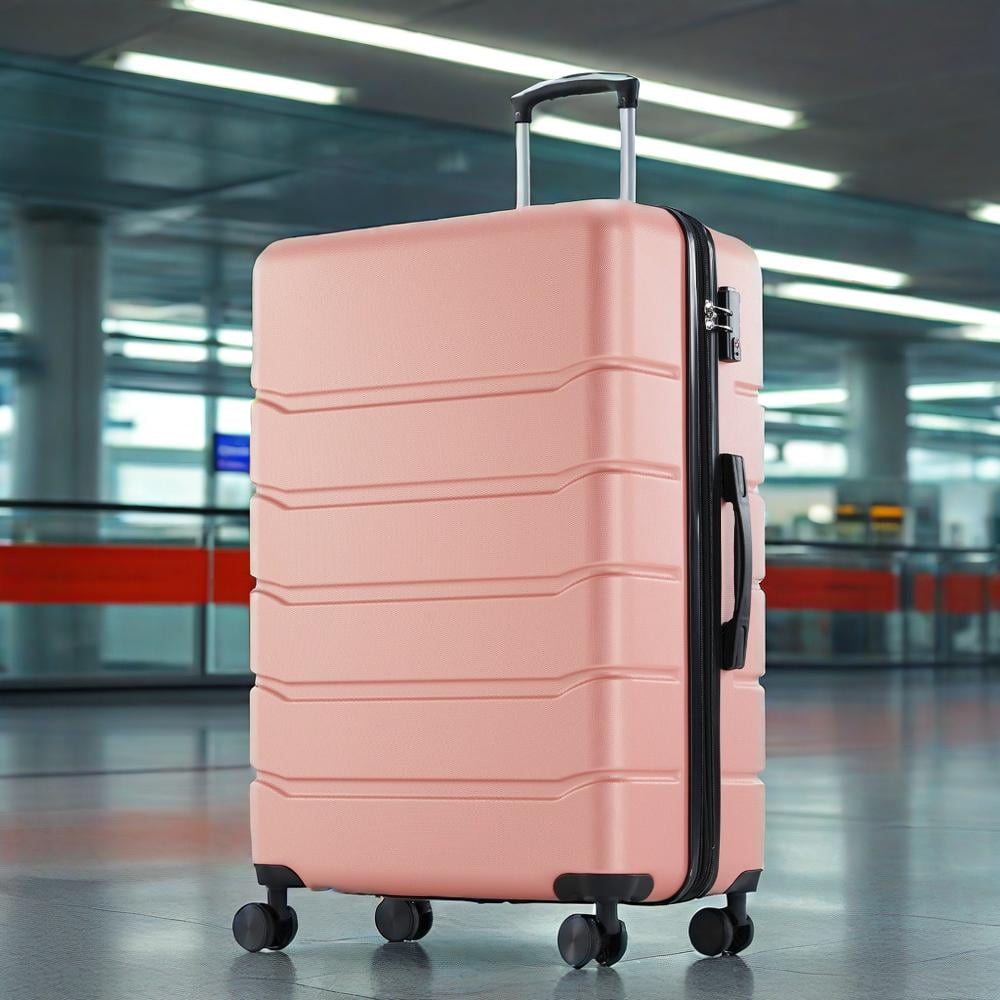 GIANNA 24 Inch Hardside Luggage, Expandable Rolling Luggage with TSA Lock and Spinner Wheels, Pink