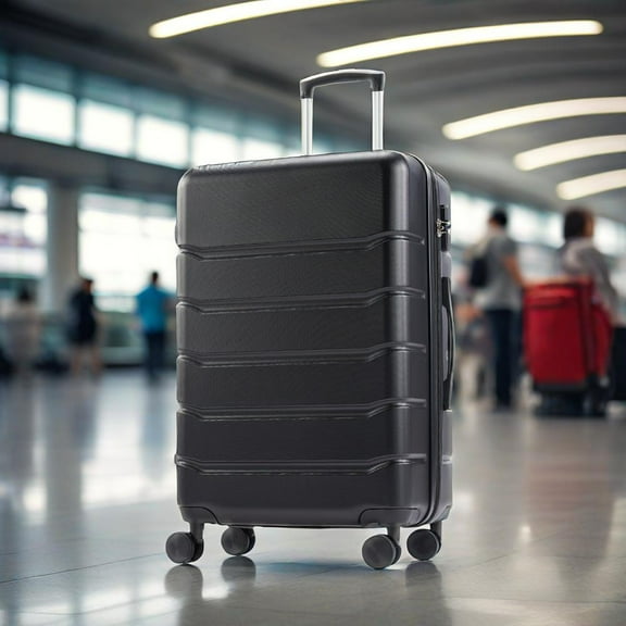 JIOABL 24 Inch Luggage with Spinner Wheels, Hardside Expandable Rolling Luggage with TSA Lock, Black