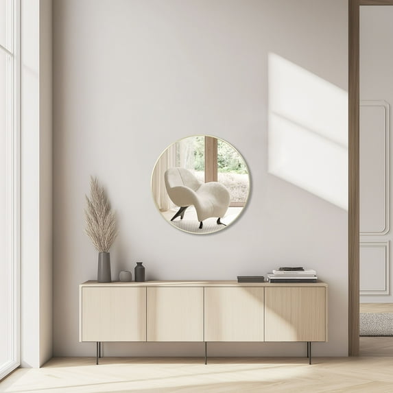 GIANNA 24 Inch Round Mirror Gold Frame Bathroom Vanity