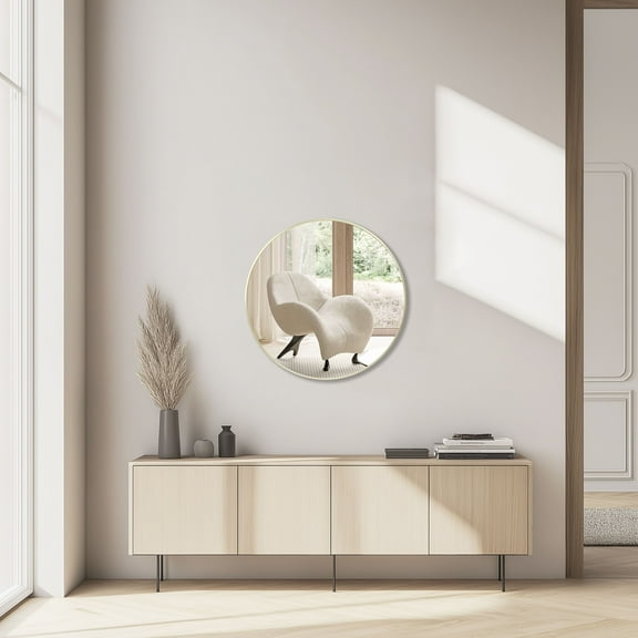JOINSUN 24 Inch Round Mirror, Gold Metal Frame Wall Mirror for Entryway, Bathroom, Vanity, Living Room, Modern Circular Mirro
